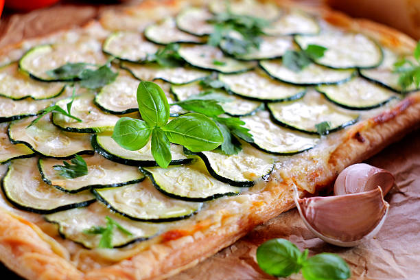 istock Zucchini puff pastry tart with mozzarella and cream cheese 2209861739
