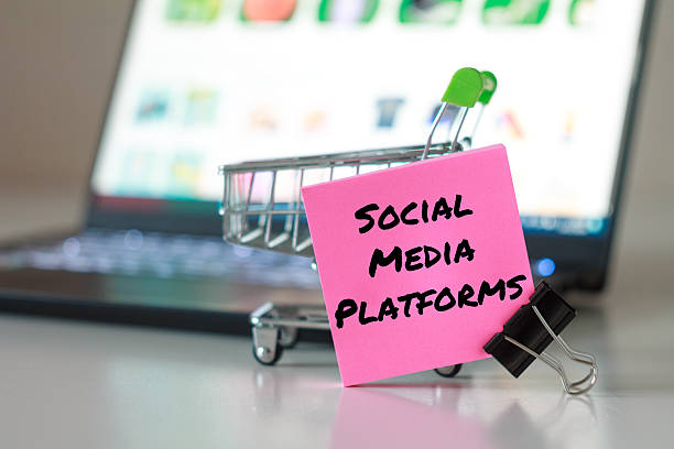 istock Social Media Platforms text sticker shopping commerce 2209866111