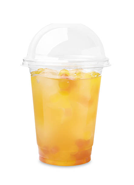 istock Tasty bubble tea in plastic cup isolated on white 2209869403