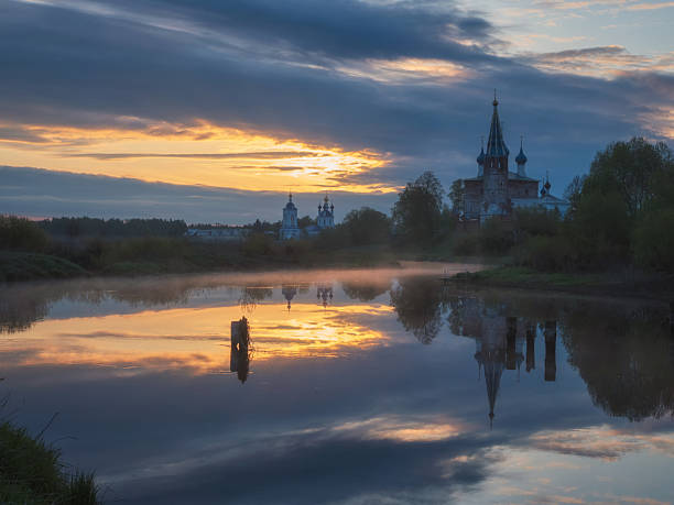 istock Dunilovo ancient village with mirror river. 2209877096