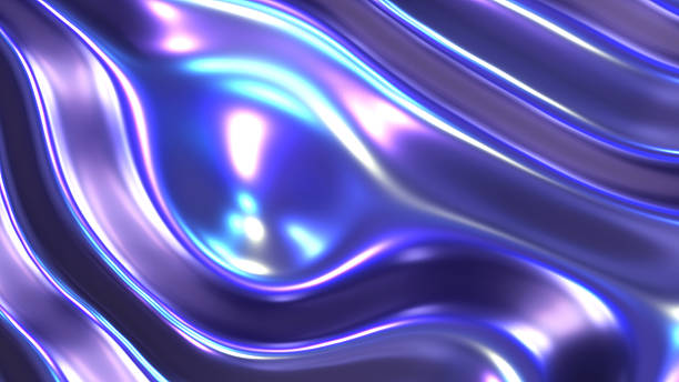 istock Liquid blue chrome waves background, shiny and lustrous metal pattern texture, silky 3D illustration. 2209878571