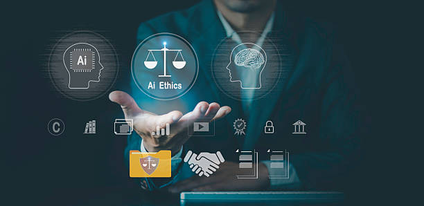 istock AI ethics or Justice law technology artificial intelligence concept. Businessman compliance, regulation, standard business policy, responsibility Behavior, and manners protection of copyright 2209883703