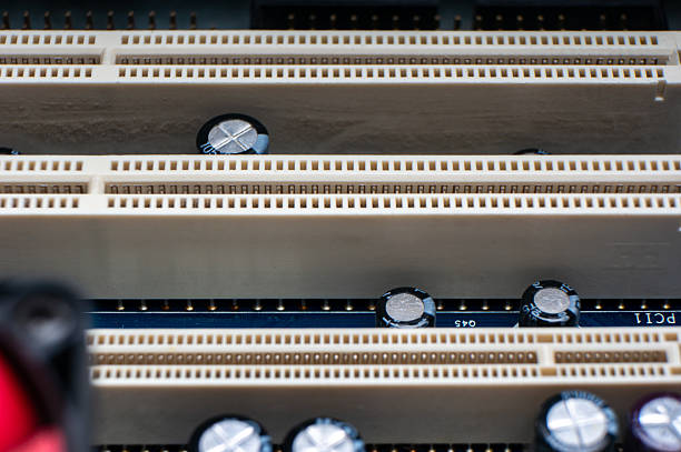 istock Close-up of the board with memory slots 2209883788
