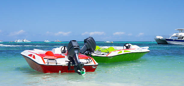 Aerial view of boats and the beach at Sanur, Bali, Indonesia