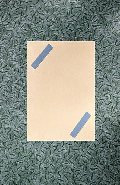 Blank card template on openwork glassine paper also called crystal paper on a green background