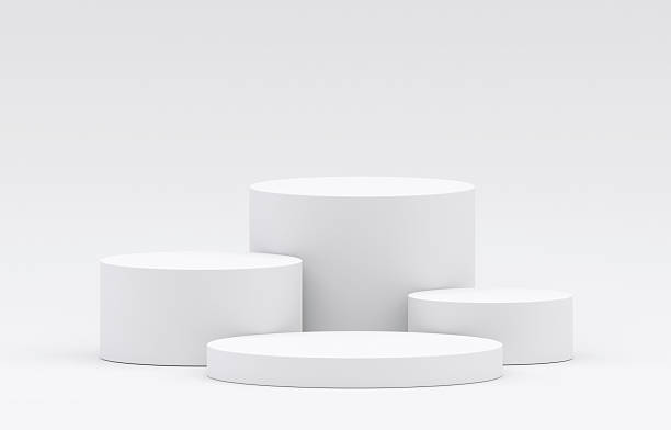 istock White product display podium in studio room, for display presentation 2209897733