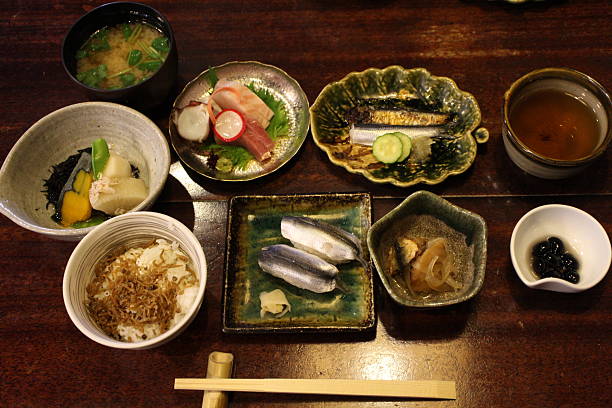 istock Japanese cuisine: mamakari (pickled Japanese sardinella) set meal in Kurashiki, Japan 2209911182