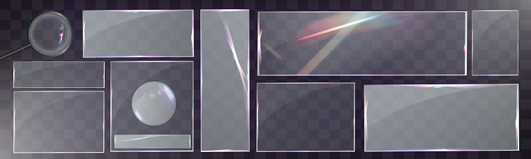 Fancy Gui Design Glass Panel And Frame Glass Ui Elements Glass Panel Template Realistic Glass ...