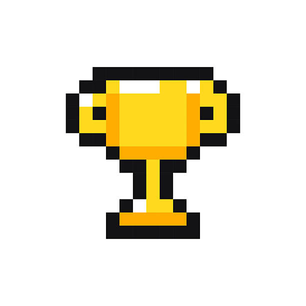 Winner Cup pixel gaming item, Winner Cup 8 bit game resource, pixel art winner cup icon, cup game pixel element.