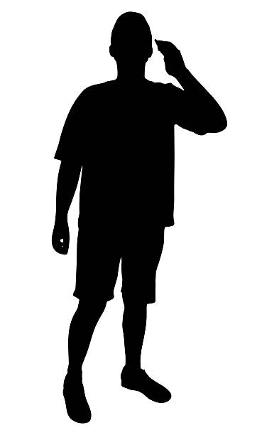 istock Man is talking on phone, full-length silhouette of man. Vector illustration 2209929828