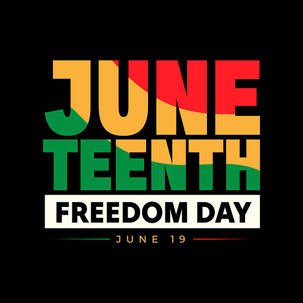 illustrazioni stock, clip art, cartoni animati e icone di tendenza di design del modello juneteenth con tipografia audace in colore verde, giallo e rosso. il 19 giugno si celebra il giorno della libertà dei neri afroamericani. striscione juneteenth, poster, modello. illustrazione vettoriale. - 1860 1869