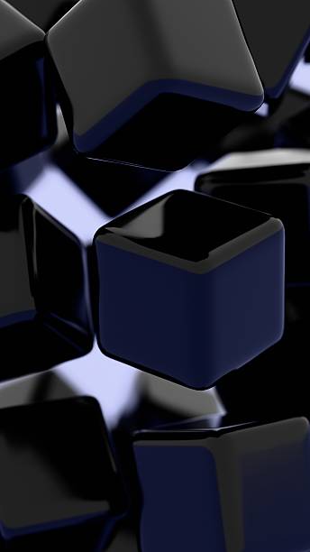 istock Glossy black cubes with rounded edges floating in a minimal composition, creating a modern, sleek, and futuristic design with smooth reflections. 2209934138