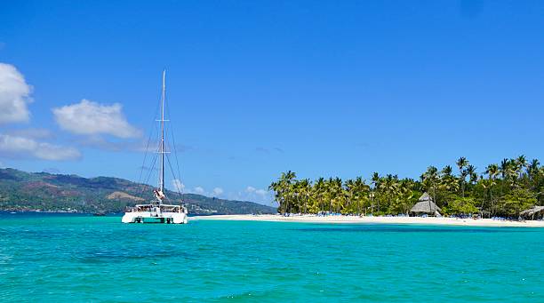 istock Catamaran anchored off beautiful Cayo Levantado 2209947273
