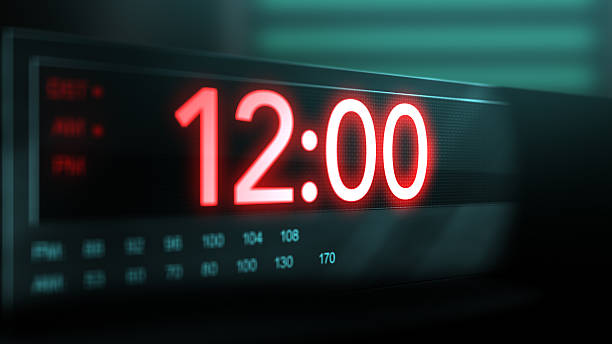 istock Camera pans across old digital clock as time arrives at 12 AM 2209947793