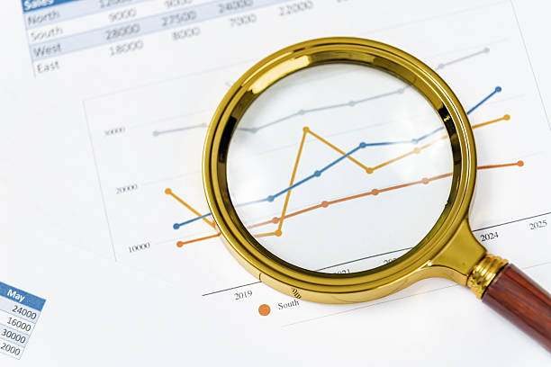 istock Insights drawn from data analysis using a magnifying glass on graphs with varying trends in different regions 2209951241
