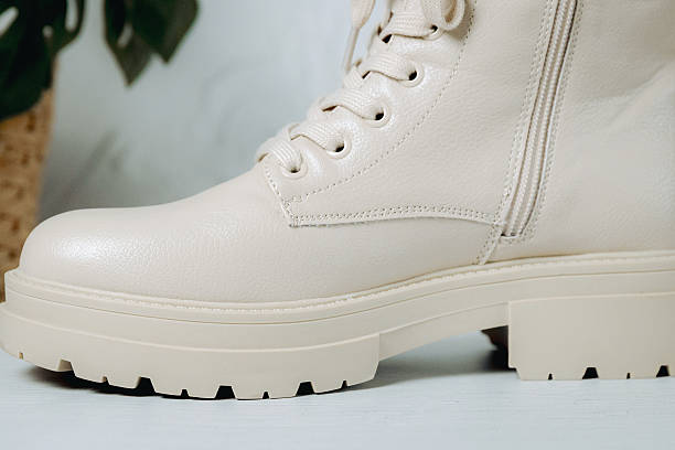 istock One beige leather shoes on a light background. 2209965466