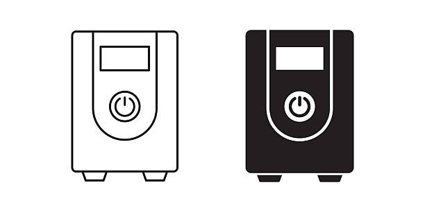 uninterruptible power supply UPS icon front view uninterruptible power supply UPS icon set ups power supply stock illustrations