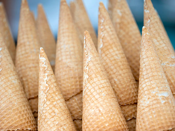 Ice cream cones at the market.