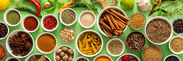 istock Fresh, multicolored spices and herbs set against a gentle green background, creating a vivid, fragrant display perfect for food inspiration, banner 2209980249