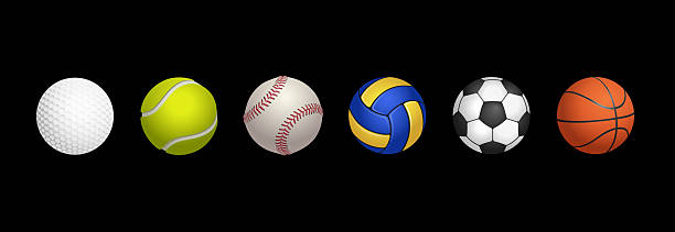 istock Collection of Six Sports Balls on Black Background 2209988898