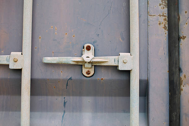 istock Close-up photo of container door handle 2209994601