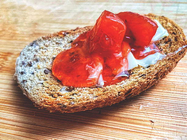 Bruschetta with jam and butter
