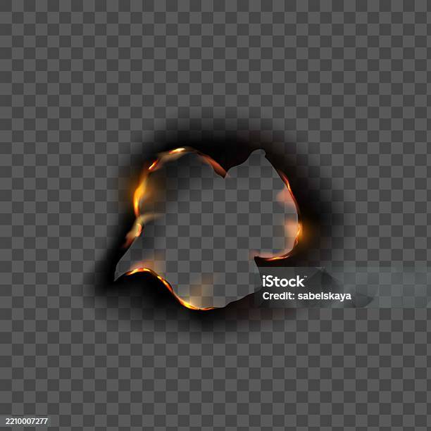 Flaming Paper Frameborder Paper Burn Hole Vector Frame Overlay Flaming Paper Round Border With ...