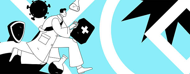 istock Medical characters fighting the epidemic flat vector concept operation hand drawn illustration 2210009381