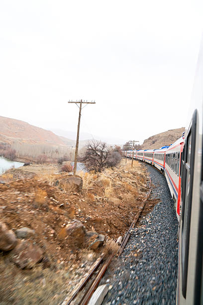 istock Eastern Express Train. The view from the window outside during the Ankara-Kars Eastern Express train journey accompanied by the road view. 2210009993