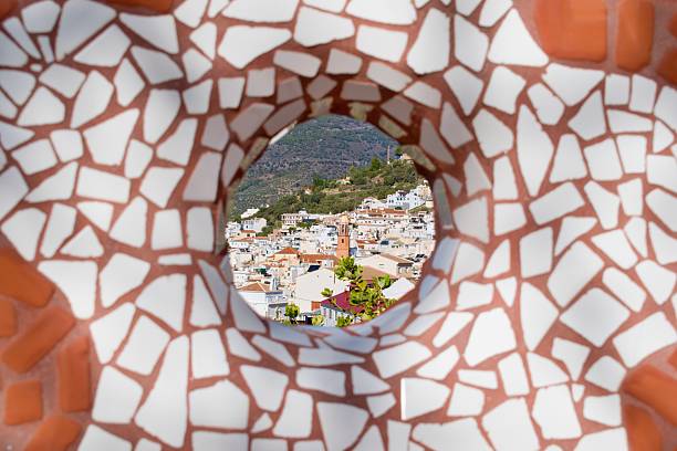View on white spanish village Competa, Andalusia, Spain