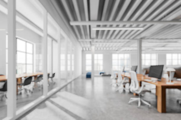 istock Modern office interior with desks and chairs. 3D Rendering 2210013978