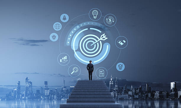 istock Businessman reaching success target with futuristic digital inte 2210014823