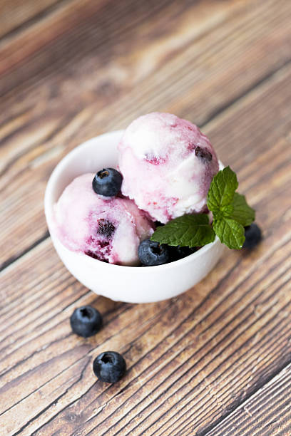 istock Blueberry yogurt ice cream with mint leaves. 2210015046