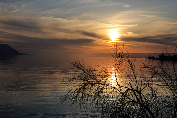 Sunset over Leman lake