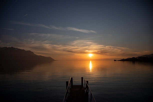 Sunset over Leman lake