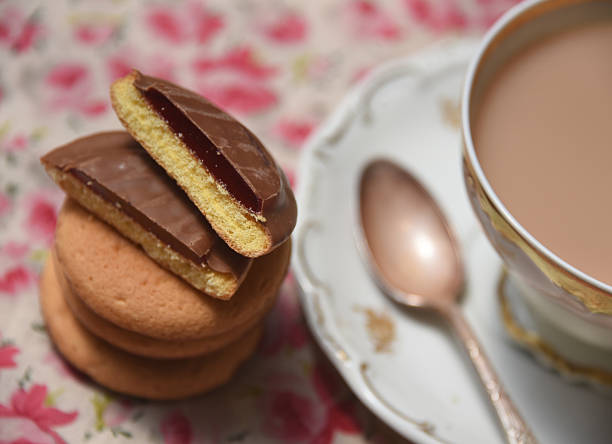 Jaffa cakes with  cup of tea