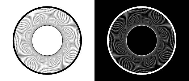 istock Art sun concept background. Tattoo template or logo with lines. Black shape on a white background and the same white shape on the black side. 2210026381