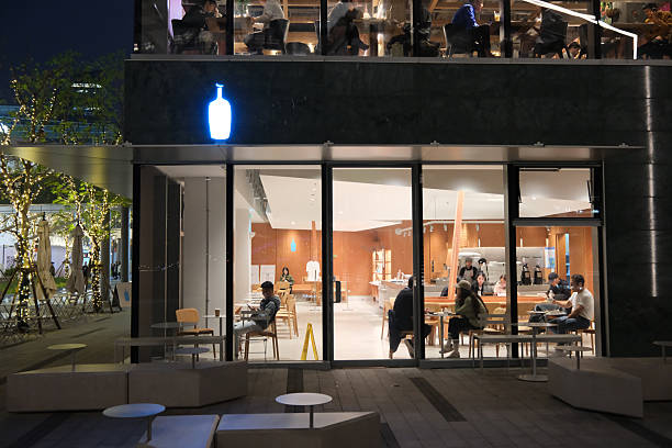 Shanghai,China-April 12th 2025: Blue Bottle Coffee store with people
