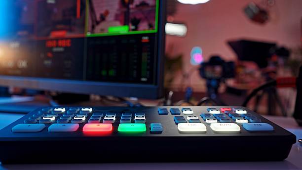 istock Close-up of Broadcasting Equipment in Professional Studio Setting 2210045469
