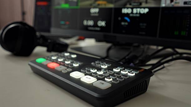 istock Close-up of Broadcasting Equipment in Professional Studio Setting 2210045660