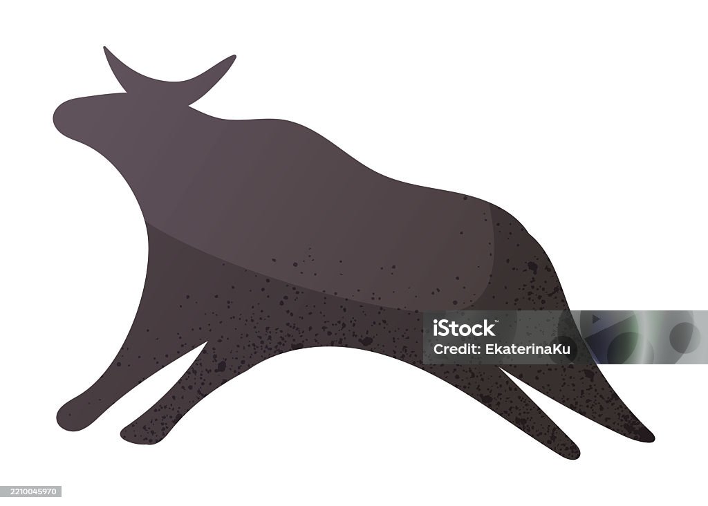 Simbol Sapi Siluet Banteng Afrika Lukisan Cadas Kuno Ilustrasi Simbol Sapi Suku ...