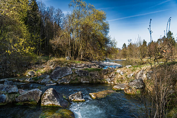 fish ladder on the side of the isar river at the isar power station near bad toelz (bavaria).
