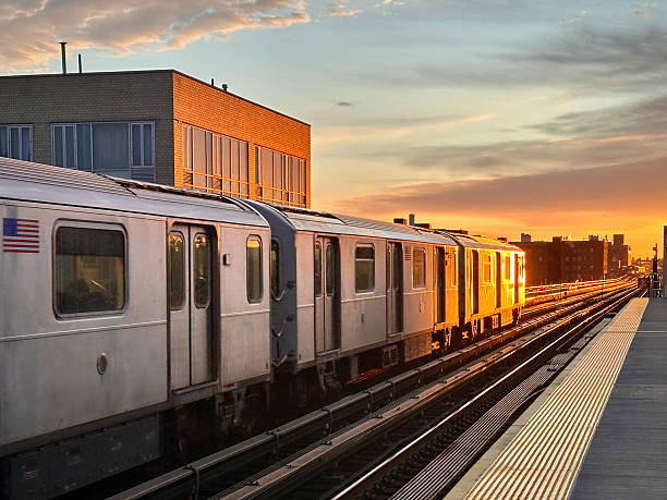 istock Subway at Sunset with Golden Light on Cars (Queens, New York, USA) 2210063026