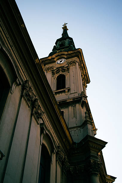 istock Historic Orthodox Church with Clock Tower at Sunset 2210072321