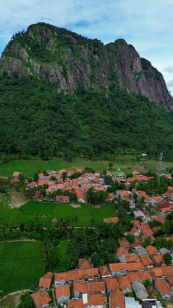 istock Aerial View of Mount Parang and Traditional Village in West Java, Indonesia 2210082855