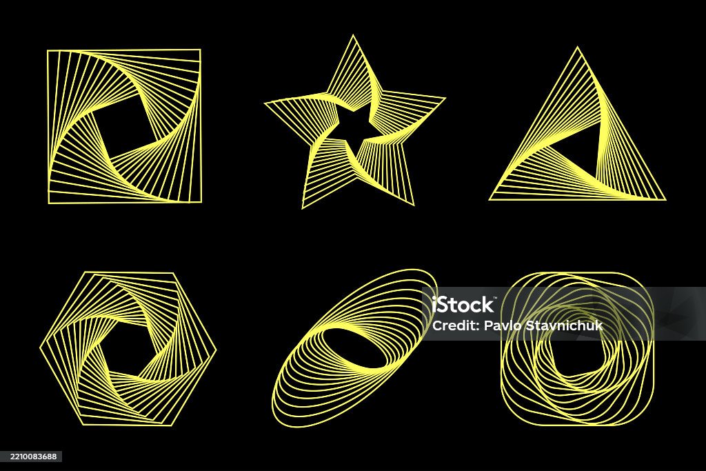 Forme Abstract Modern Abstract Shapes Line Figure In Different Frames Spiral Form ...