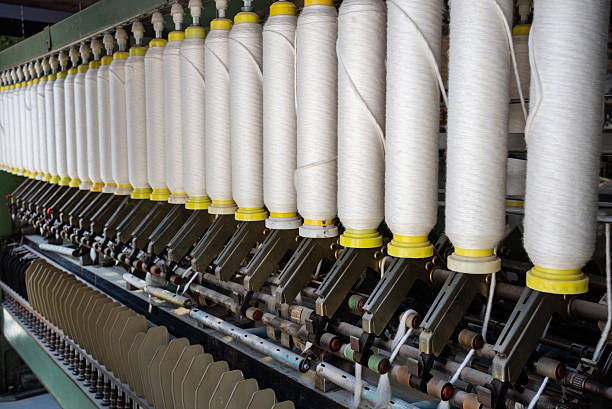 istock Close-up shot of cotton spinning machine. 2210093227