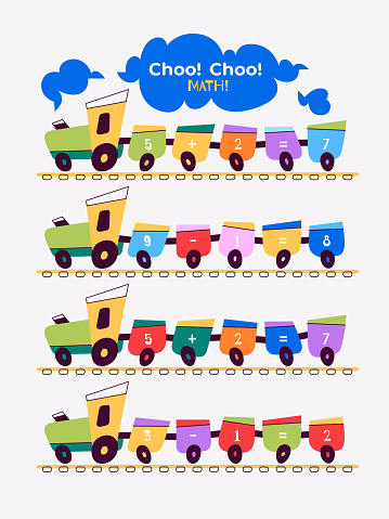 Math Tractor Colorful Tractor With Trailers Educational Game With Numbers For ...