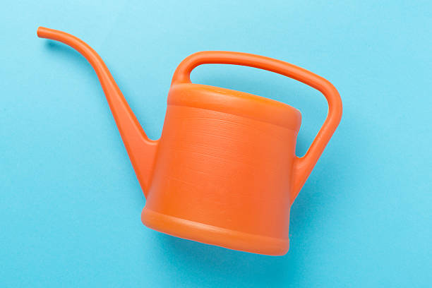 istock Watering can on color background, top, view 2210106224