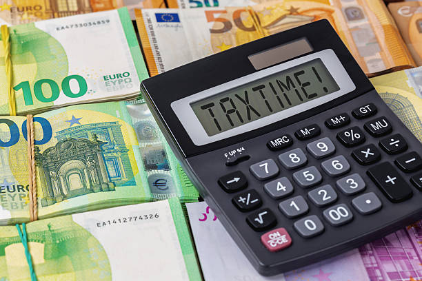 istock Calculator on euro money background taxtime 2210114054